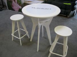 Portable OTM-100 White Table with Insert Graphics and Custom White Footrest