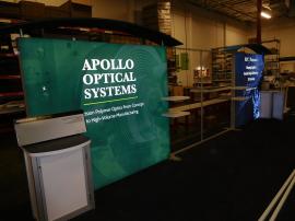 Custom SuperNova LED Lightbox Exhibit with Canopies, Backwall Counters, Shelves, and Tension Fabric Graphics