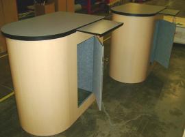 Euro LT Oval Counters with Storage Doors and Slide-out Keyboards