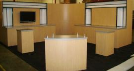 20' x 20' Euro LT Modular Laminate Island Exhibit with LT-132 and LTK-1011 Counters