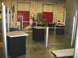 (2) 10' x  20' Visionary Designs Exhibits with Three Pedestal Counters