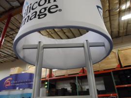 Custom Round Kiosks with Tension Fabric Header and Storage -- Image 2