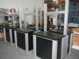 RENTAL:  RE-1233 Double-Sided Rectangular Counter Kiosks with Locking Doors and Interior Shelves -- Image 2