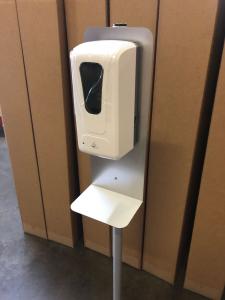 (100) MOD-9004 Hand Sanitizer Stands with Stainless Steel Mounting Plates/Drip Trays and Automatic Touch-Less Sanitizer Dispensers