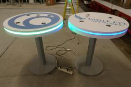 (2) MOD-1453 Bistro Charging Tables with Wireless Charging Pads, Graphics, and Programmable RGB LED Accent Lights