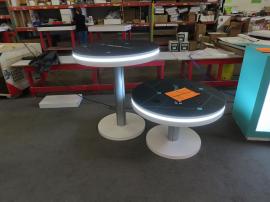 MOD-1453 and MOD-1452 Wireless Charging Tables with RGB LED Programmable Accwent Lights and Modified MOD-1730 Reception Counter with Locking Storage, Wireless Charging, and Backlit Logo -- View 3