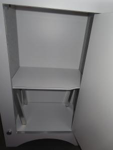 SYK-2038 Symphony Portable Display with SEG Fabric Graphics, (2) Monitor Mounts, (2) SYM-406B Portable Backwall Counters with Graphics, (1) SYM-406 Portable Counter with Locking Storage, and (2) LED Stem Lights -- View 3