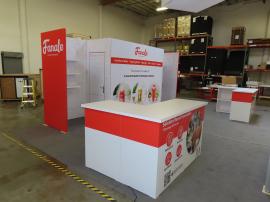 Custom Modular Reconfigurable Exhibit with SuperNova Lightbox, Shelves, Locking Closet Storage, (2) L-Shaped Counters with Open Storage, and Fabric and Vinyl Graphics -- View 4