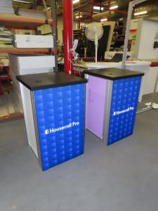 (2) MOD-1701 Backlit Pedestals with Fabric Graphics, Electrical Grommets, and Locking Storage -- View 2