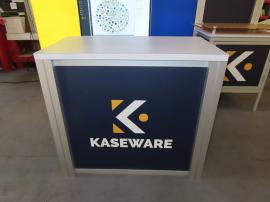 Custom Hybrid Inline Exhibit with SuperNova LED Lightbox, Backwall Counter with Locking Storage, Monitor Mount, Tension Fabric Graphics, and MOD-1278 Counter with Locking Storage -- View 4