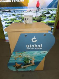 Modified VK-1961 SuperNova Backlit Display with SEG Tension Fabric Graphic and MOD-1560 Pedestal with Graphic and Locking Storage -- View 3