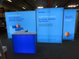 Modified Modular VK-2995 SuperNova Lightbox Inline with SEG Fabric Graphics, MOD-1702 Reception Counter with Backlit Graphics -- View 2