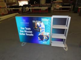 (3) VK-0005 Backlit Tabletop Displays with SEG Fabric Graphics, Aluminum Extrusion Frame, and (3) Shelves -- View 2