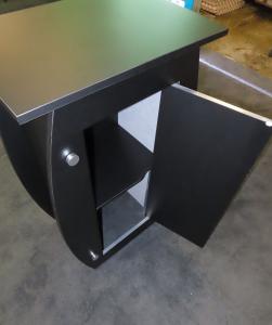 SYK-1010 Symphony Portable Display with SEG Tension Fabric Graphic, Backwall Workstaion Counters, Wireless Charging Pads, Direct Print Graphics, SYM-408 Counter with Locking Storage, and (2) LED Stem Lights -- View 3