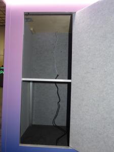 Custom Symphony Portable SYK-1038 Display with Fabric and Direct Print Graphics, Shelves, Rainbox Aero Tube Frame, Monitor Mount, Square Reception Counter, and Small Bistro Table -- View 4