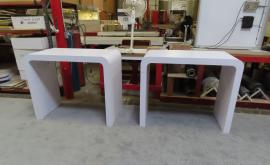 MOD-1573 Counter with Recessed Lights, Direct Print Graphic, and Locking Storage and (2) Custom Laminated Genius Bars -- View 5