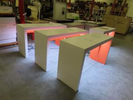 (4) Modified MOD-1734 Genius Bars with 120 W Outlet Boxes, and LED Accent Lights