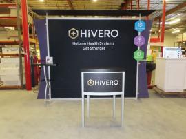 Modified VK-1229 Sacagawea Portable Display with Fabric and Direct Print Graphics, Wings, Flat Canopy, Monitor Mount, Backwall Counter with Wireless Charging Pads, and MOD-1243 Pedestal