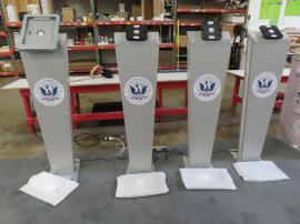 (4) MOD-1373 iPad Stands with LED Accent Lights, Locking Clamshells, and MOD-1345 Tilt Mechanism