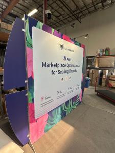 RENTAL: RE-1216 Inline Design with 116" Wide x 90" High Backwall, (2) LED Arm Lights, Direct Print Sintra Accent Wing Graphics, and SEG Fabric Graphic -- View 3