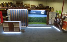Custom Inline with Product Counter, Storage Closet, Vinyl Graphics, LED Accent Lights, and Planter Boxes