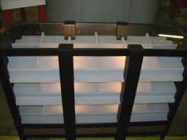 Custom Counter with Lighted Product Shelves (front)